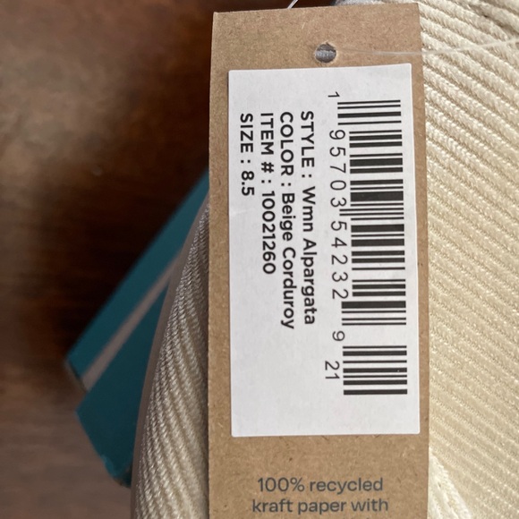 Tom’s Women Alpargata Size 8.5 Beige Corduroy slip on - Picture 8 of 9